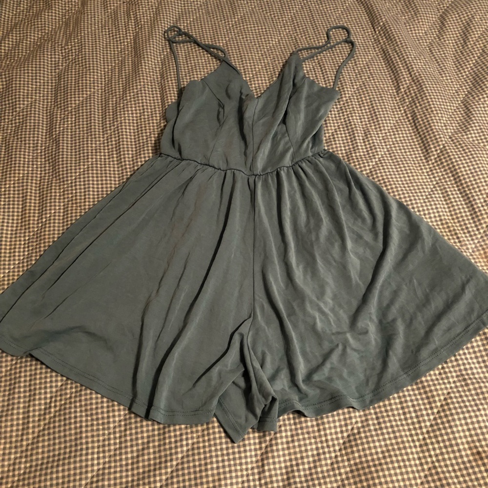 Blue back out romper